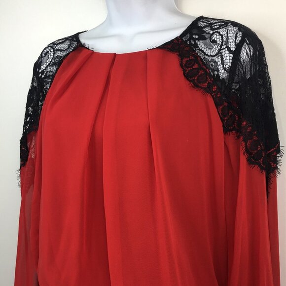 Bisou Bisou Color Block Black And Red Long Sleeves Dress Size 8. NWT - Picture 2 of 15